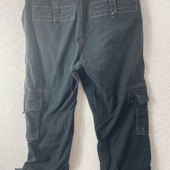 prAna Womens Black Cropped Cargo Capri Pant Drawstring Hem Sz M - Picture 4 of 6